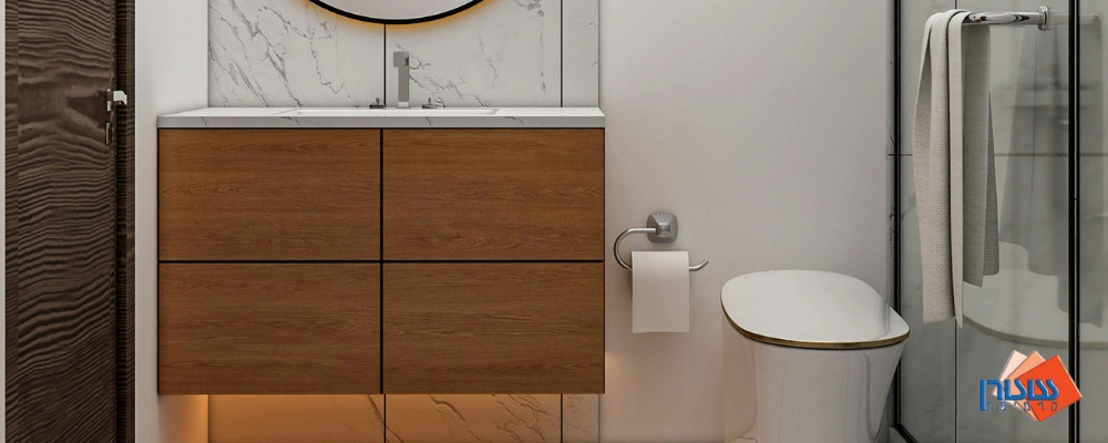 ארון אמבטיה תלוי או עומד - תמונת רקע