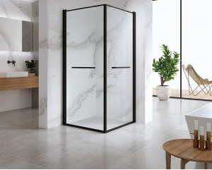 מקלחון פינתי 2 דלתות כנף ומתלה מגבת