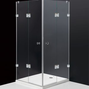 מקלחון פינתי זכוכית שקופה 8 ממ ללא פרופילים