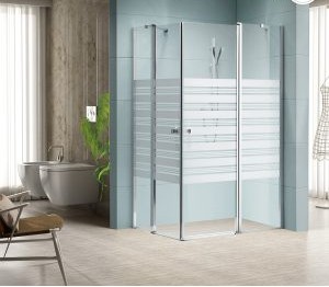 מקלחון פינתי קבוע+דלת כנף